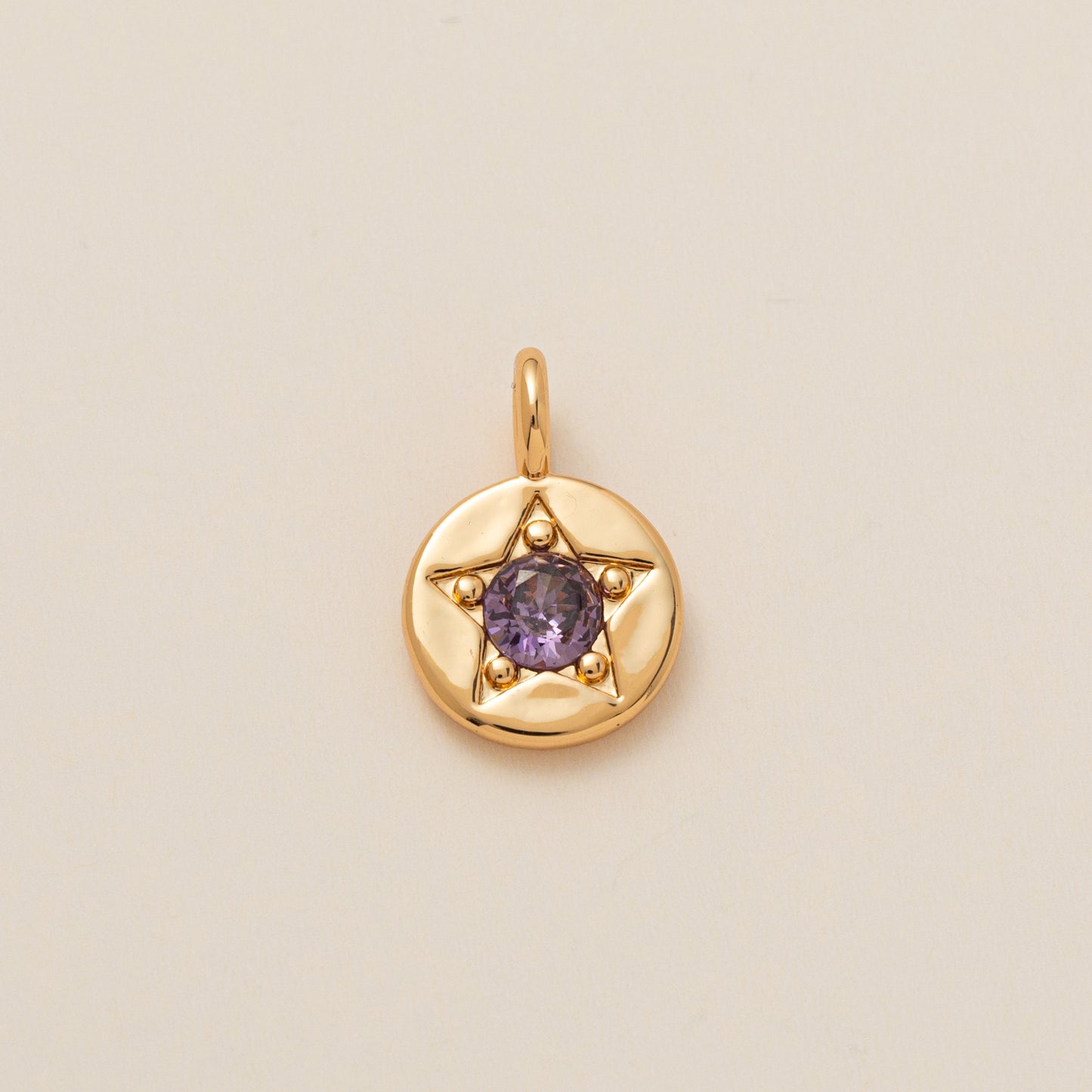 Colorful Cubic Zirconia Star Round Pendant Brass Plated Necklace Charm Bar for December Birthstone