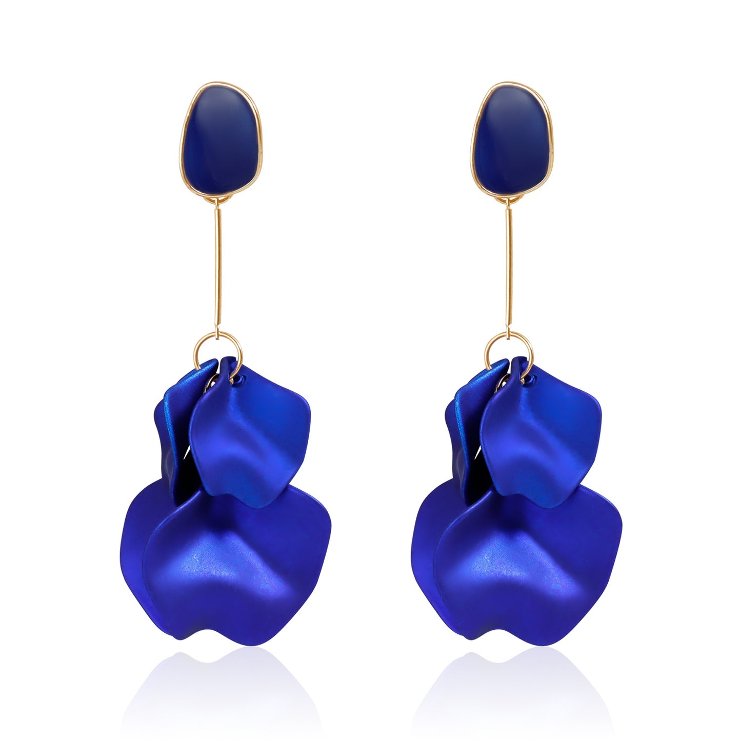 Vintage Floral Resin Stud Earrings for Women with Geometric Petal Shape and Plated Finish