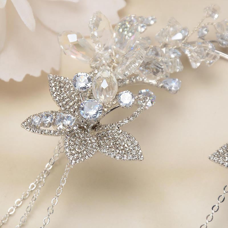 Sweet Elegant Butterfly Floral Alloy Plated Crystal Rhinestone Earrings for Women