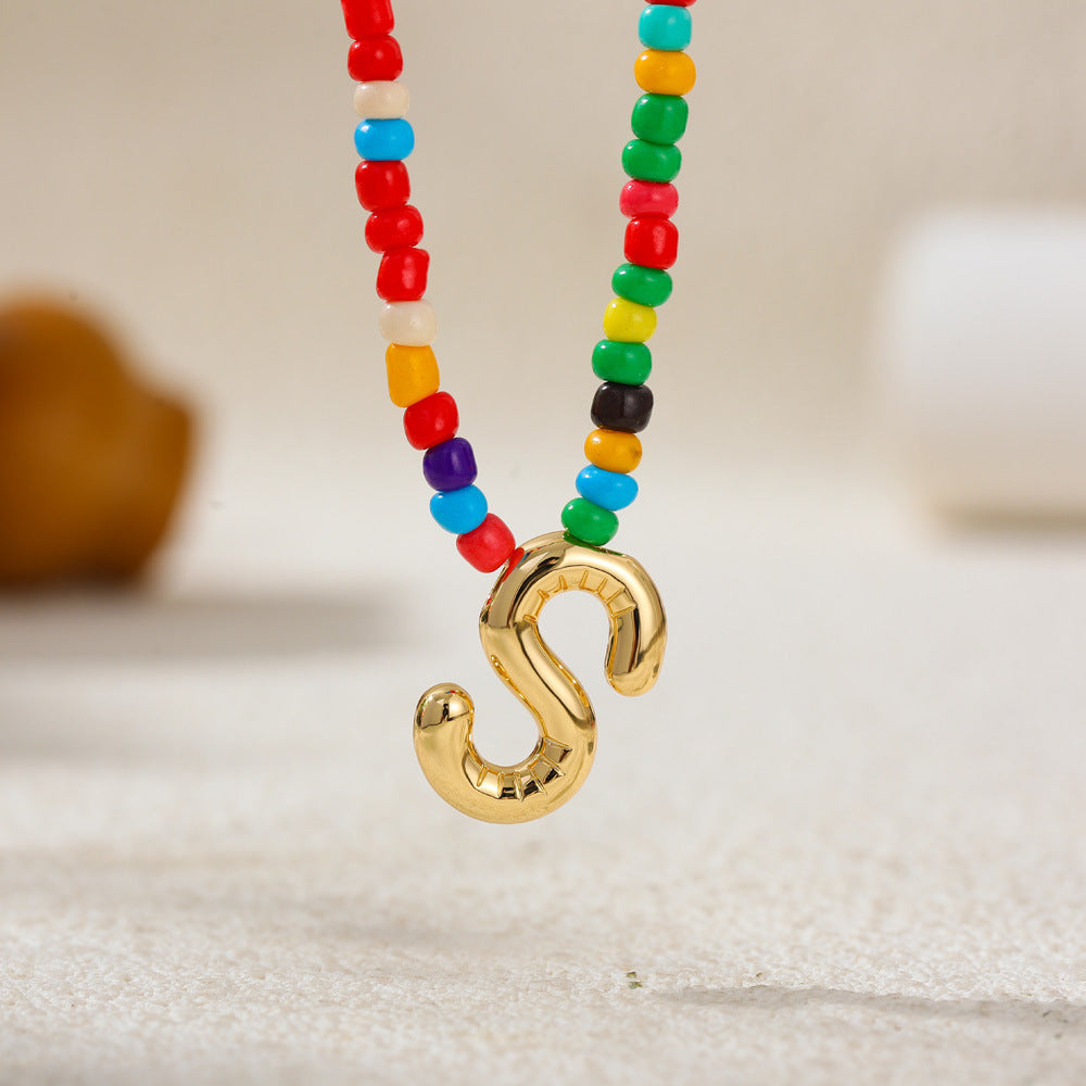 Collana con Lettere Unisex in Acciaio Inossidabile Placcato Oro 18K Casual
