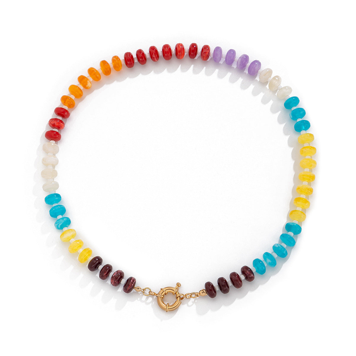 Collana girocollo con perline acriliche geometriche minimaliste e colori arcobaleno da donna