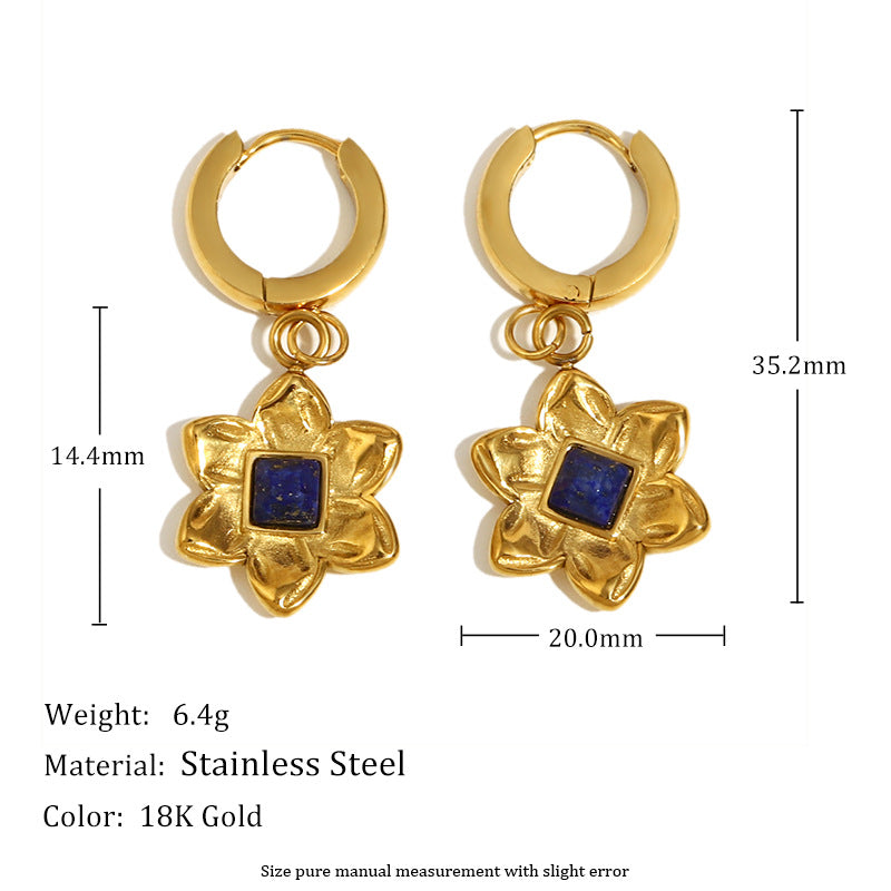 Parure Collana e Orecchini da Donna in Acciaio Inossidabile con Fiori Stile Vintage e Placcatura in Oro 18K