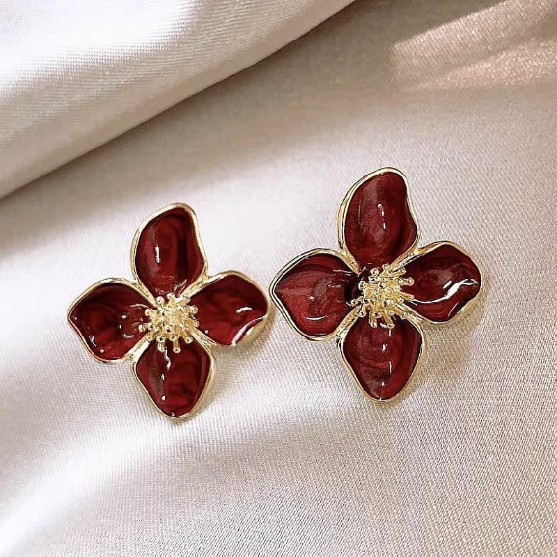 Retro Minimalist Geometric Resin Earrings with Zirconia Accents and 925 Silver Posts for Women