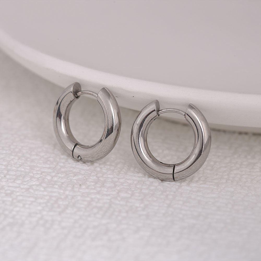 Orecchini a polsino geometrici minimalisti a U in acciaio inossidabile placcato oro e argento, unisex, alla moda