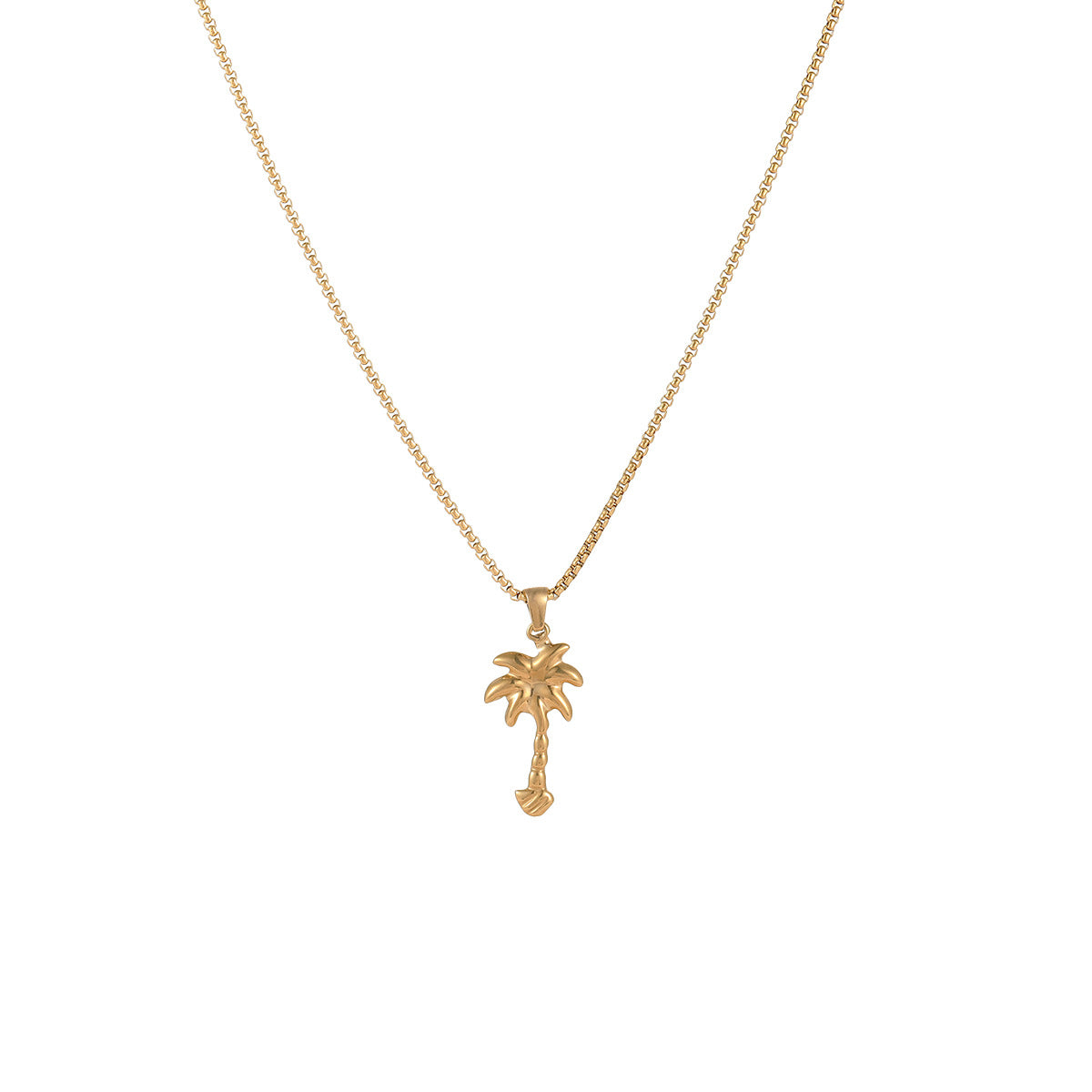 Collana da donna con ciondolo a coda di sirena e albero di cocco geometrico in acciaio inossidabile placcato oro 18 carati, stile moda OL