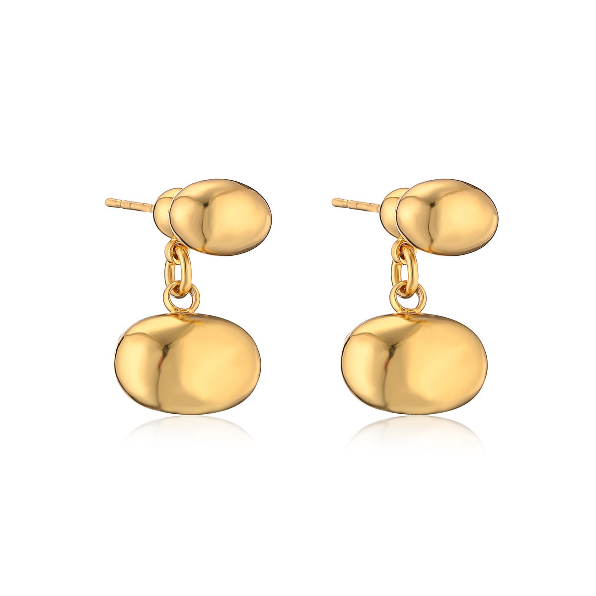 Geometric Copper Stud Earrings with Real Gold Plating for Women, Irregular Modern Design, Minimalist Metal Style Fashion Accessory