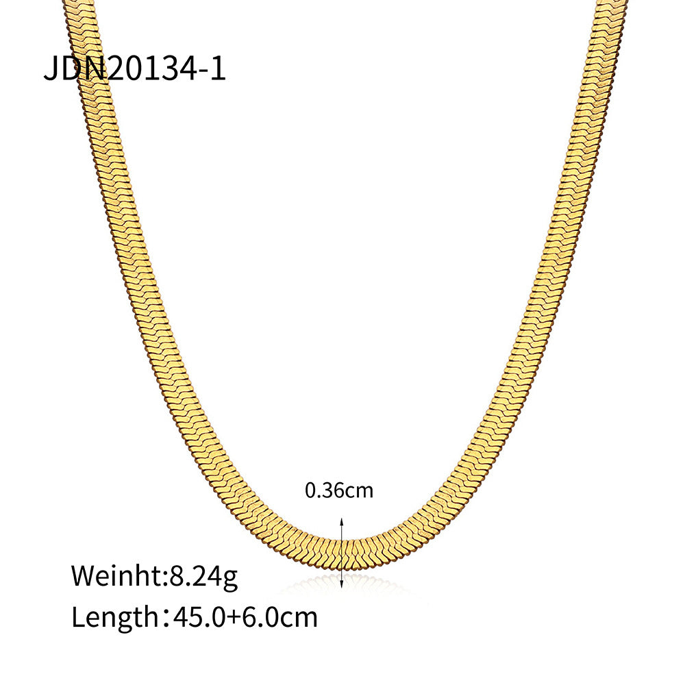 Trendy Geometric 18K Gold Plated Stainless Steel Snake Chain Necklace for Women