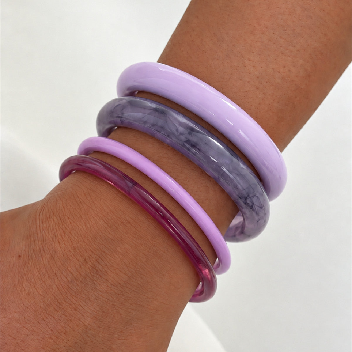 Fashion Gradient Geometric Resin Bangle Bracelet
