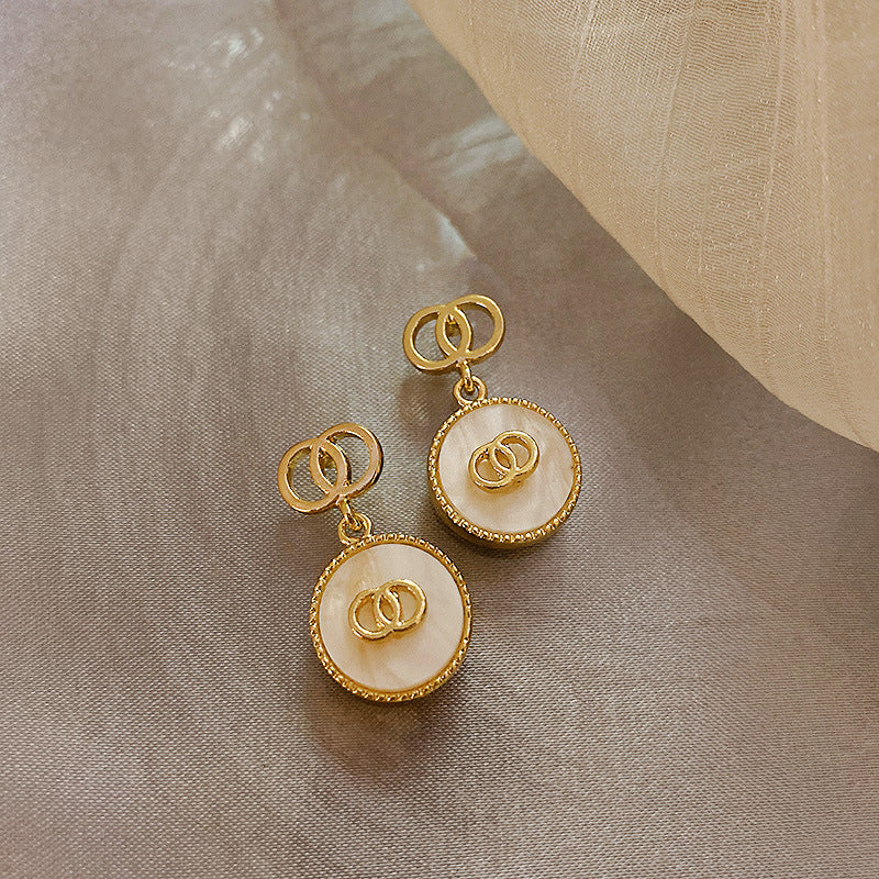 Vintage Floral Leaf Waterdrop Geometric Pearl Stud Earrings with Rhinestone Inlay and Enamel Finish for Women