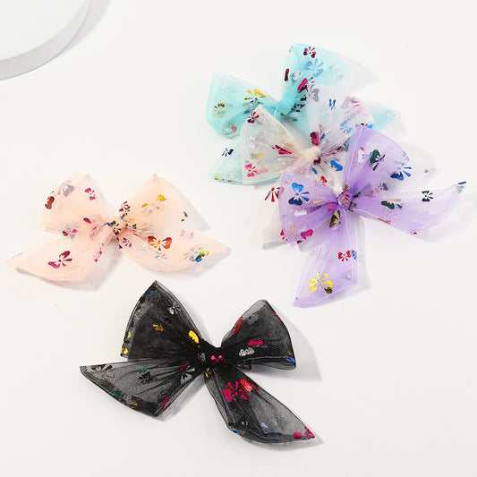 Set de horquillas de dibujos animados con lazos, lentejuelas y diseño de mariposa de tul para niñas de 6 años en adelante