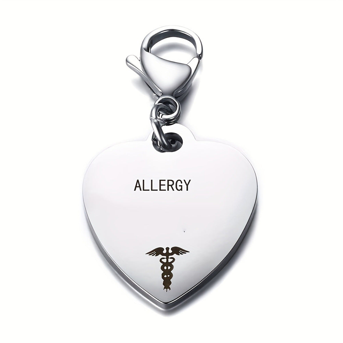 Colgante médico de identificación de acero inoxidable con forma de corazón minimalista para hombre con acabado chapado