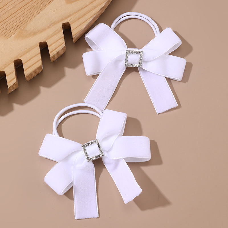 Minimalist Cartoon Bow-Shaped Fabric Hair Tie for Kids with Macaron Color Accents
