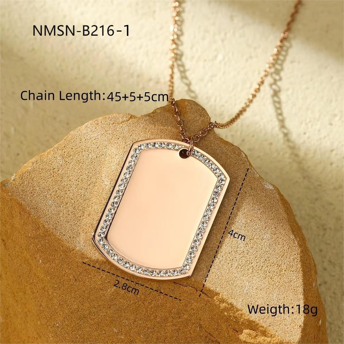 Collar minimalista geométrico redondo de acero inoxidable con chapado en oro rosa de 18 quilates para mujer con barra para dijes DIY