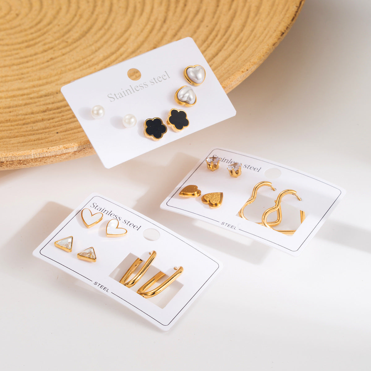 Elegantes pendientes de acero inoxidable con forma de corazón, minimalistas, con perla barroca e incrustaciones de concha para mujer