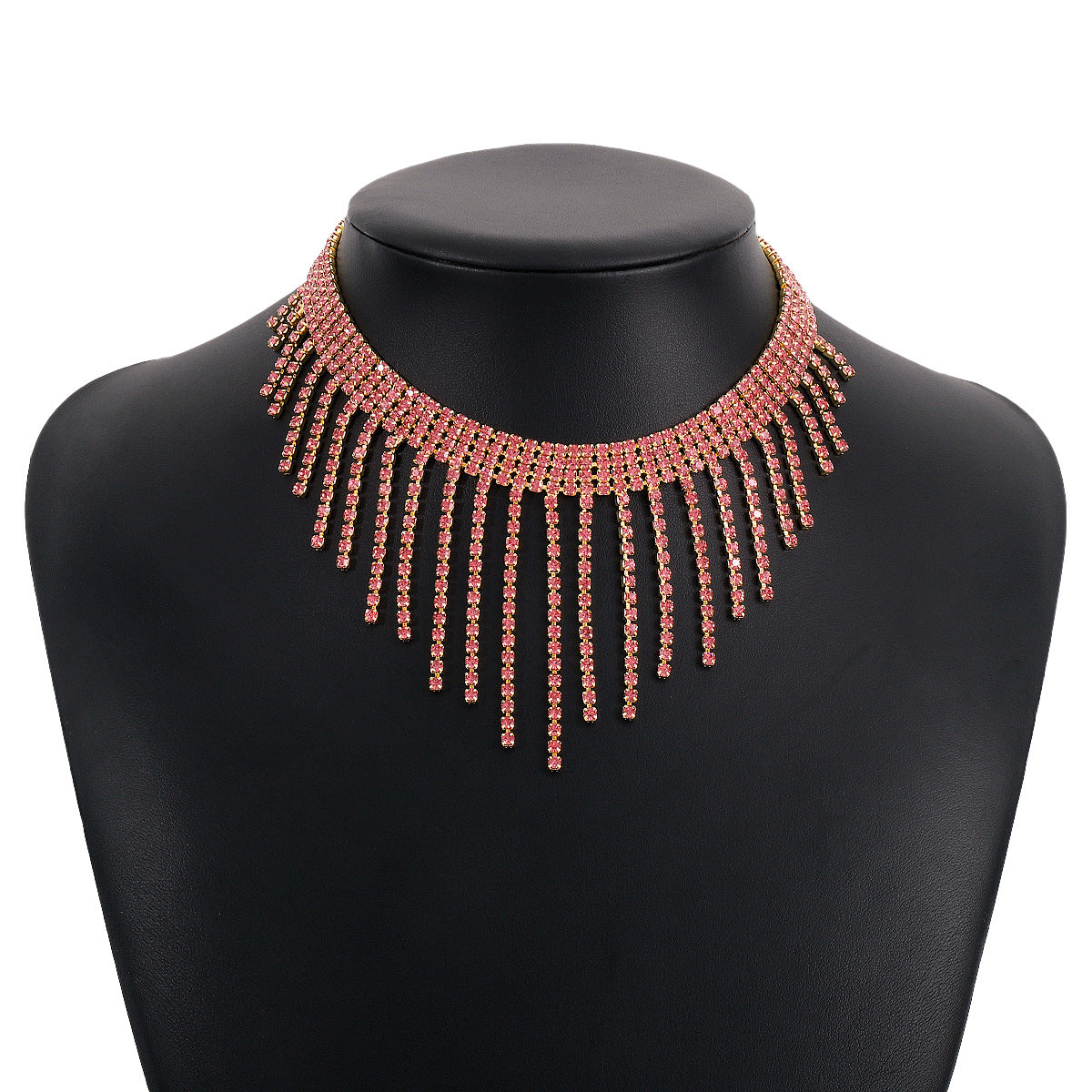 Collar con Colgante Geométrico Dulce y Atrevido en Aleación con Acabado Chapado para Mujer, Cadena de Clavícula con Acentos Completos de Diamantes de Imitación