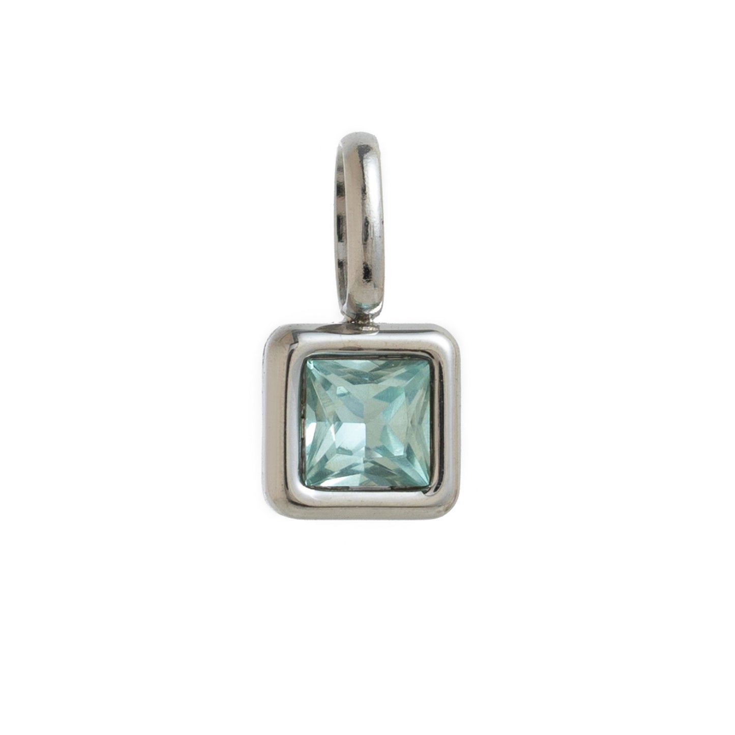 Minimalist Square Titanium Steel Gemstone Charm Bar with Cubic Zirconia Inlay for Women