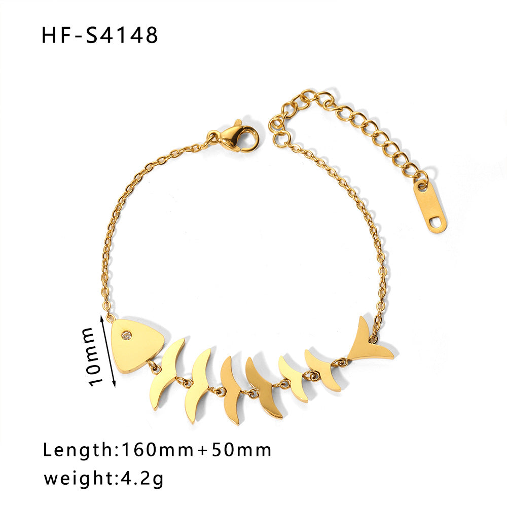 Minimalist Heart-Shaped Pearl Pendant Bracelet for Women with Titanium Steel Chain and Zircon Inlay