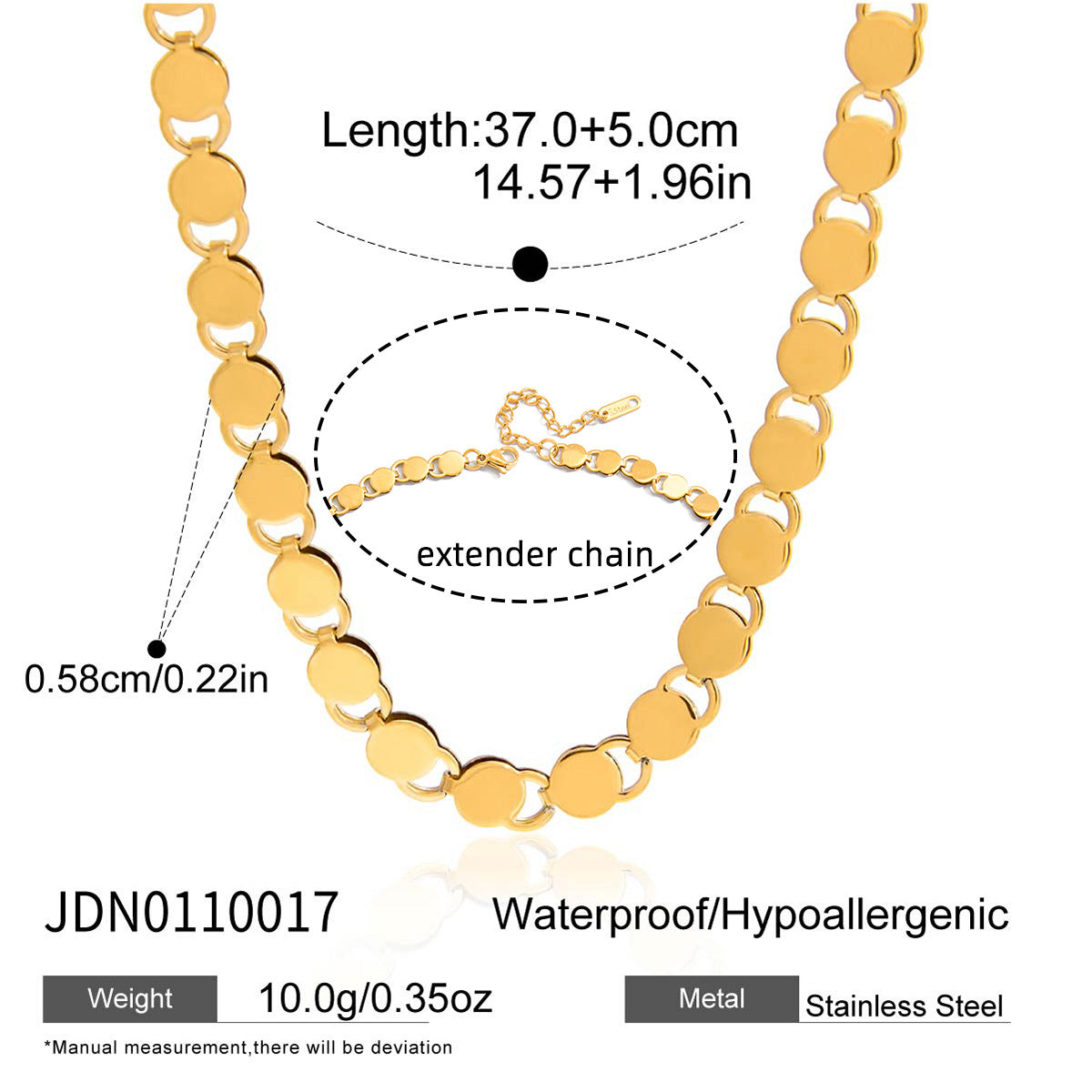 Collana Minimalista Geometrica da Donna in Acciaio al Titanio con Placcatura in Oro PVD Sottovuoto, Catena per Clavicola in Acciaio Inossidabile