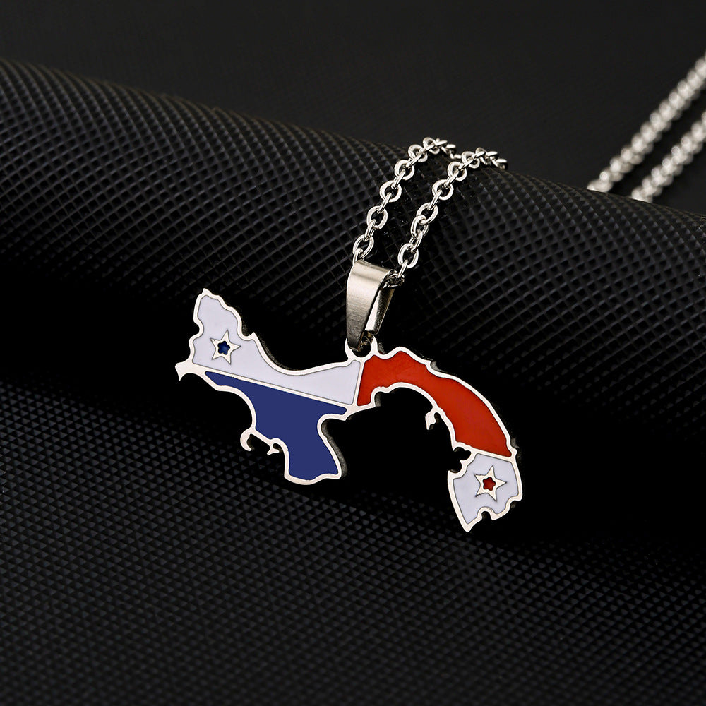 Collar con colgante geométrico minimalista de acero inoxidable con acabado esmaltado para mujer y hombre