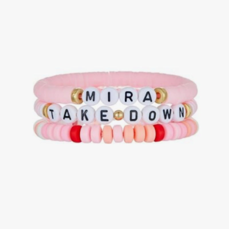 Minimalist Letter Cartoon Glass Beaded Bracelet Unisex Elastic Charm Bar