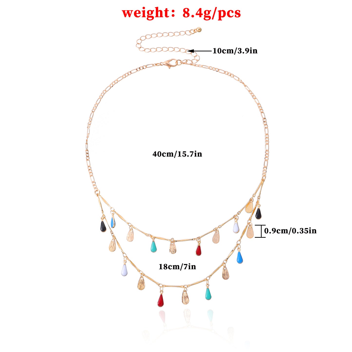Minimalist Geometric Teardrop Pendant Necklace for Women Alloy Straight Tube Chain