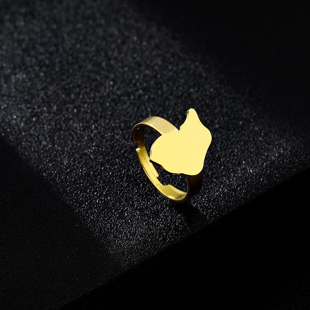 Anillo Unisex de Acero Inoxidable con Diseño Étnico Geométrico y Acabado Bañado