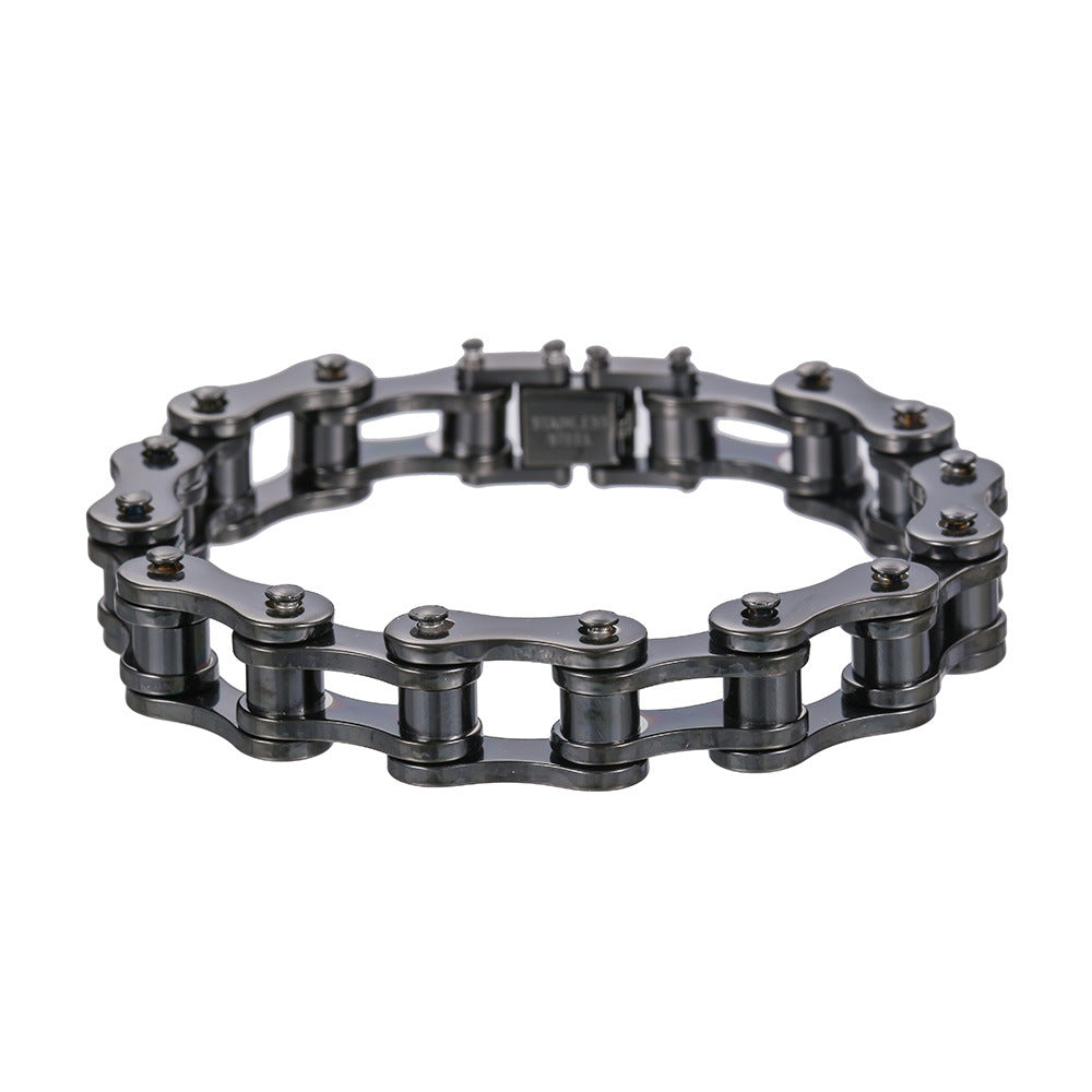 Punk Geometric Round Titanium Steel Stainless Steel Men's Rolling Bicycle Bracelet