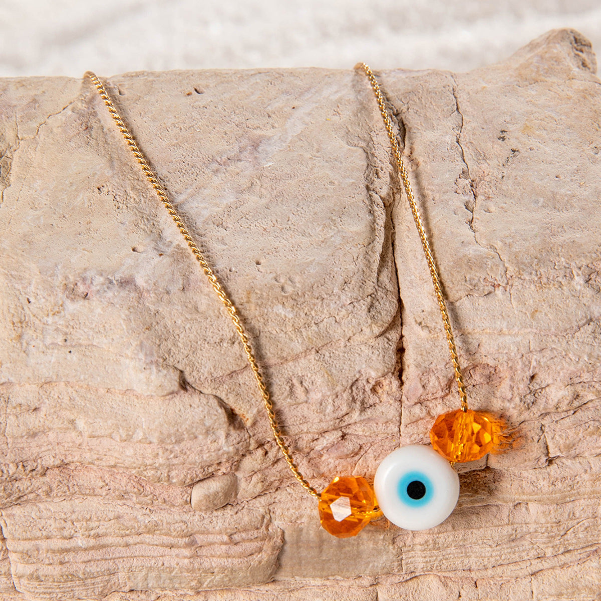Minimalist Acrylic Eye Pendant Alloy Plated Necklace for Women