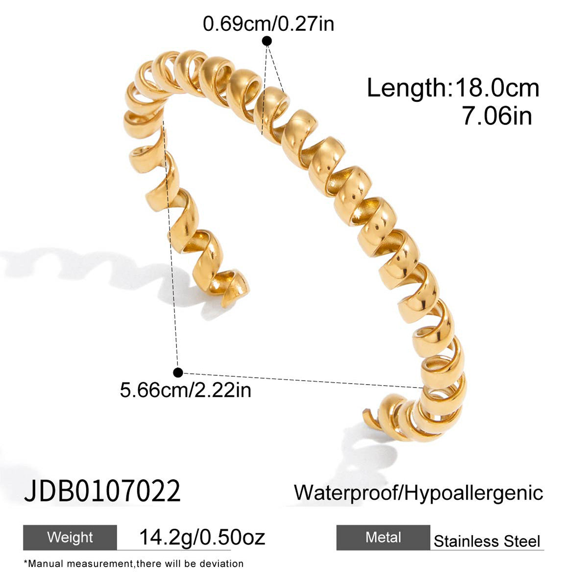 Bracciale a Polsino in Acciaio Inossidabile con Occhio di Tigre e Design Geometrico, Placcato Oro 18K, Anello Aperto, Gioielli Leggeri