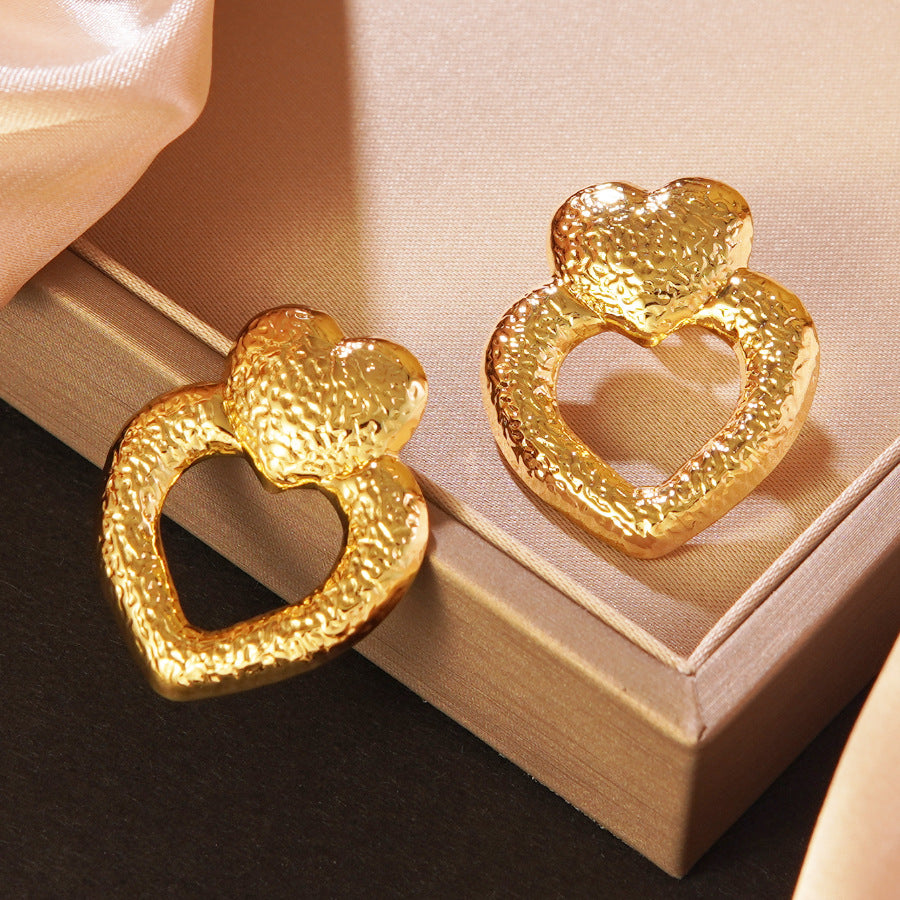 Luxury Elegant Heart Shaped Stainless Steel Earrings for Women