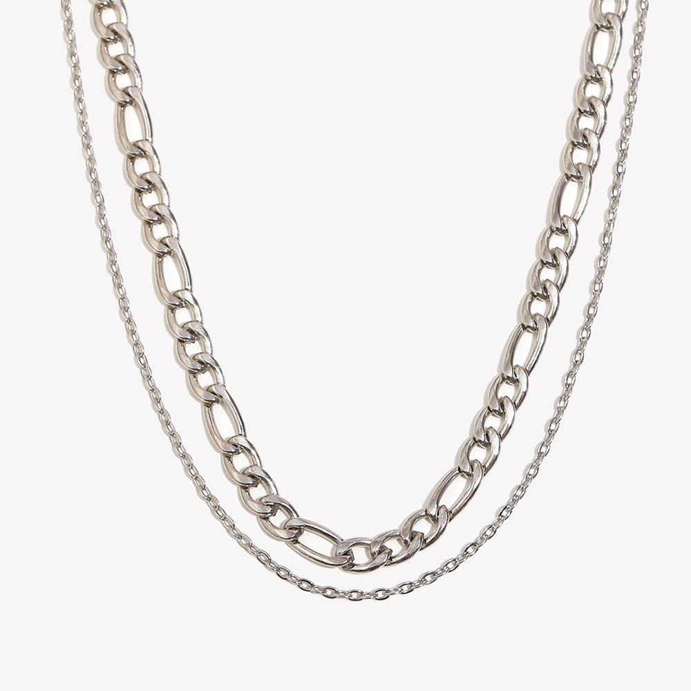 Collana da donna a doppio strato in acciaio inossidabile geometrica minimalista con placcatura in oro 18 carati