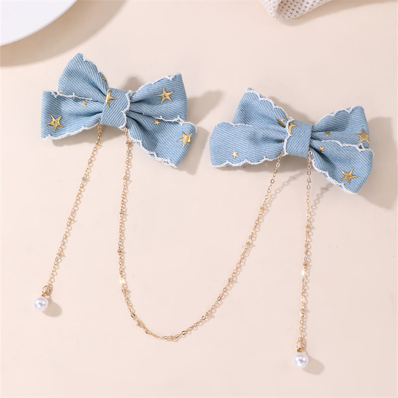 Pinza para el pelo retro coreana con lazo para niñas, horquilla de resina plástica, accesorio para el pelo de estilo natural