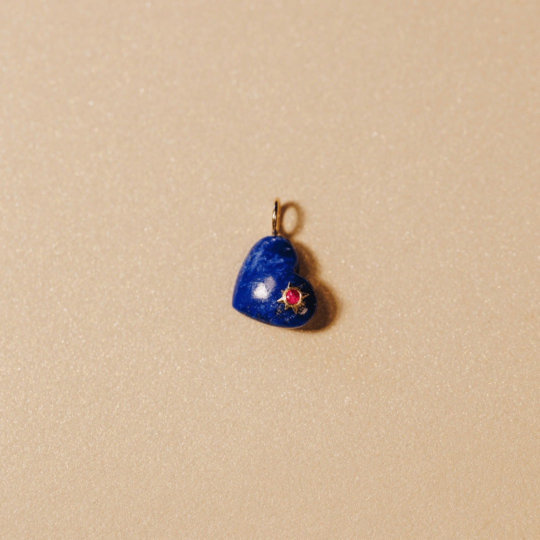 Minimalist Colorful Heart and Sun Geometric Rhinestone Inlaid Stainless Steel Necklace Charm Bar