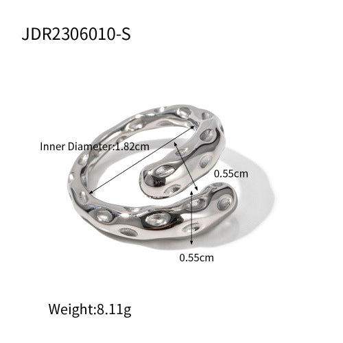 Geometric Plated Stainless Steel Open Ring for Women