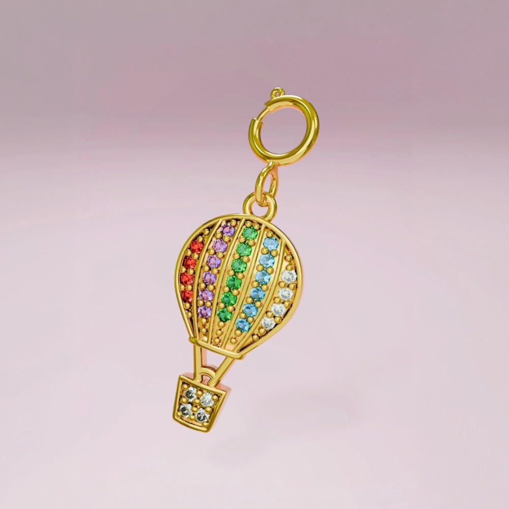 Vintage 18K Gold Plated PVD Stainless Steel Cubic Zirconia Floral Charm Bar