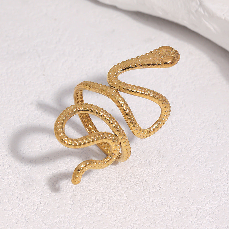 Minimalist Gold Plated Stainless Steel Snake Ring for Women