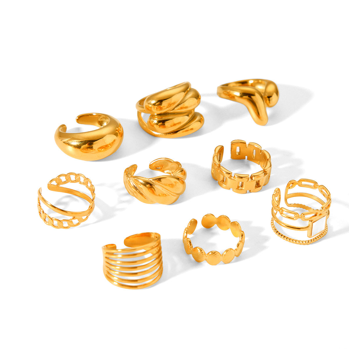 INS Style Geometric Asymmetrical Stainless Steel Gold Plated Ring for Women Titanium Steel Hypoallergenic Fashion Ring