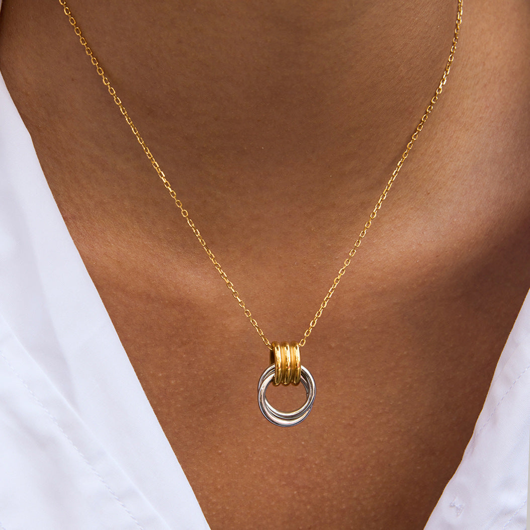 Collana Geometrica Placcata in Acciaio al Titanio da Donna con Catena in Acciaio Inossidabile, Accessorio di Moda Ipoallergenico e Resistente allo Sbiadimento