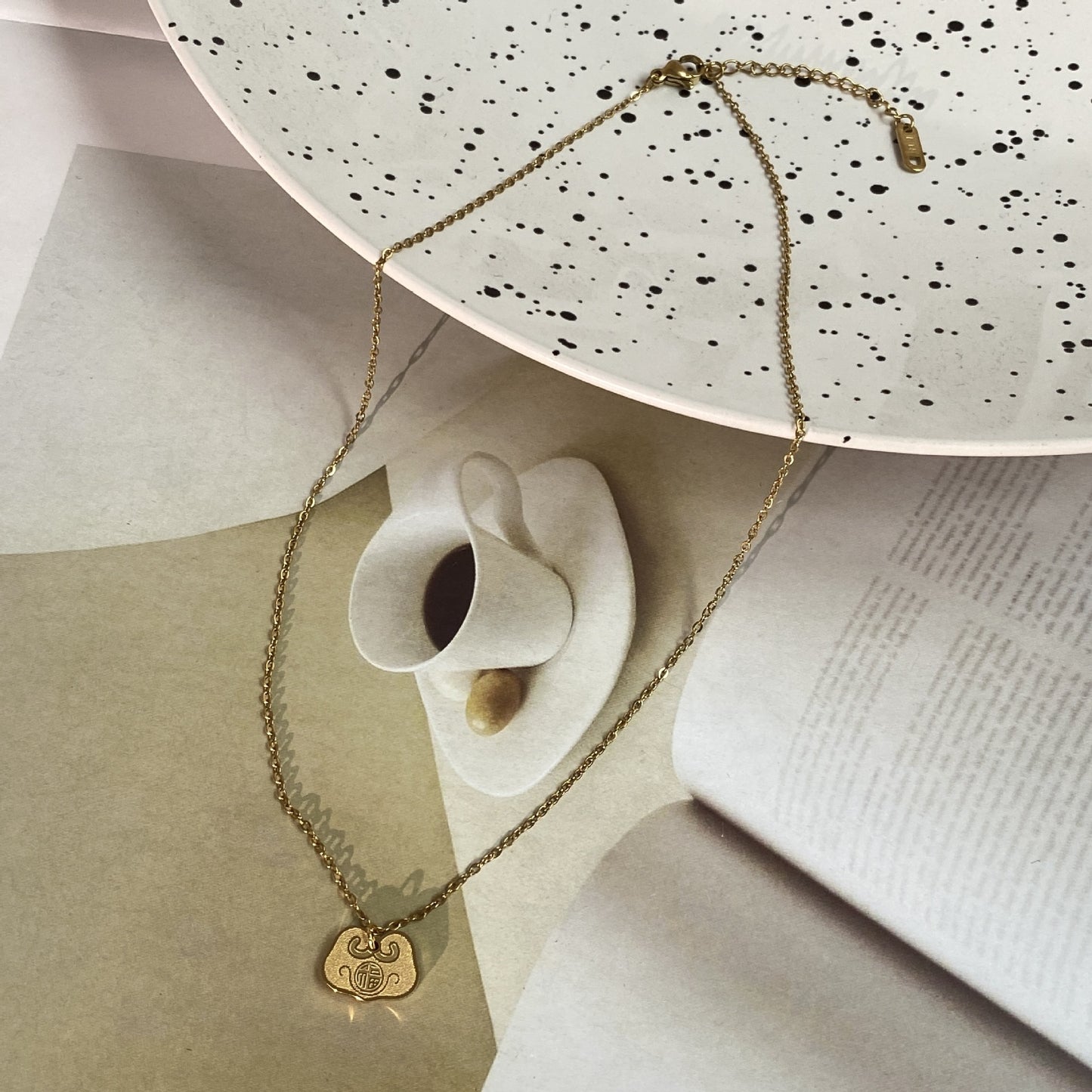 Minimalist Gold Plated Titanium Steel Letter Lock Necklace Unisex