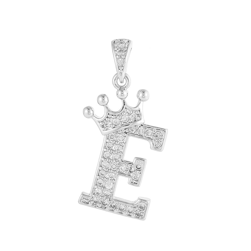 Silver Plated Brass Cubic Zirconia Inlaid Letter Charm Bar for DIY Necklace Bracelet