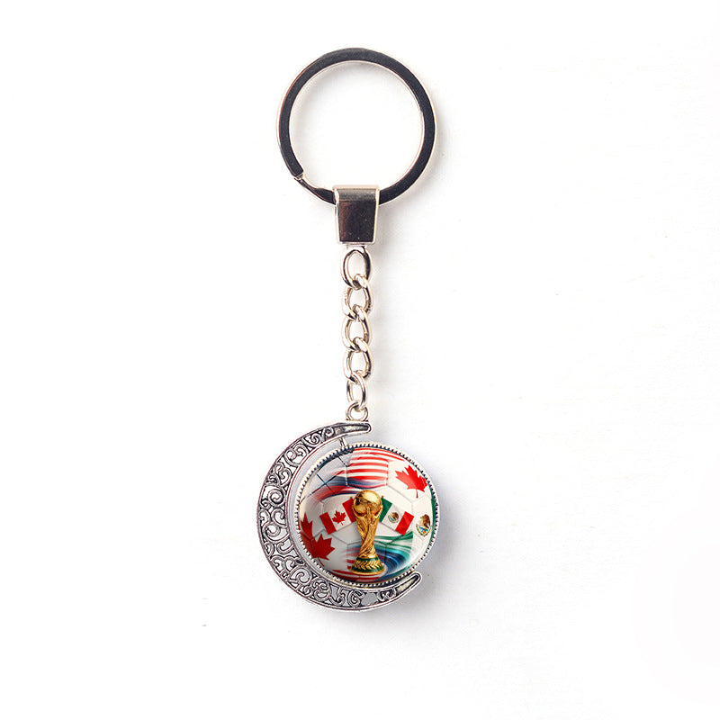 Rotating Moon Alloy Keychain Charm