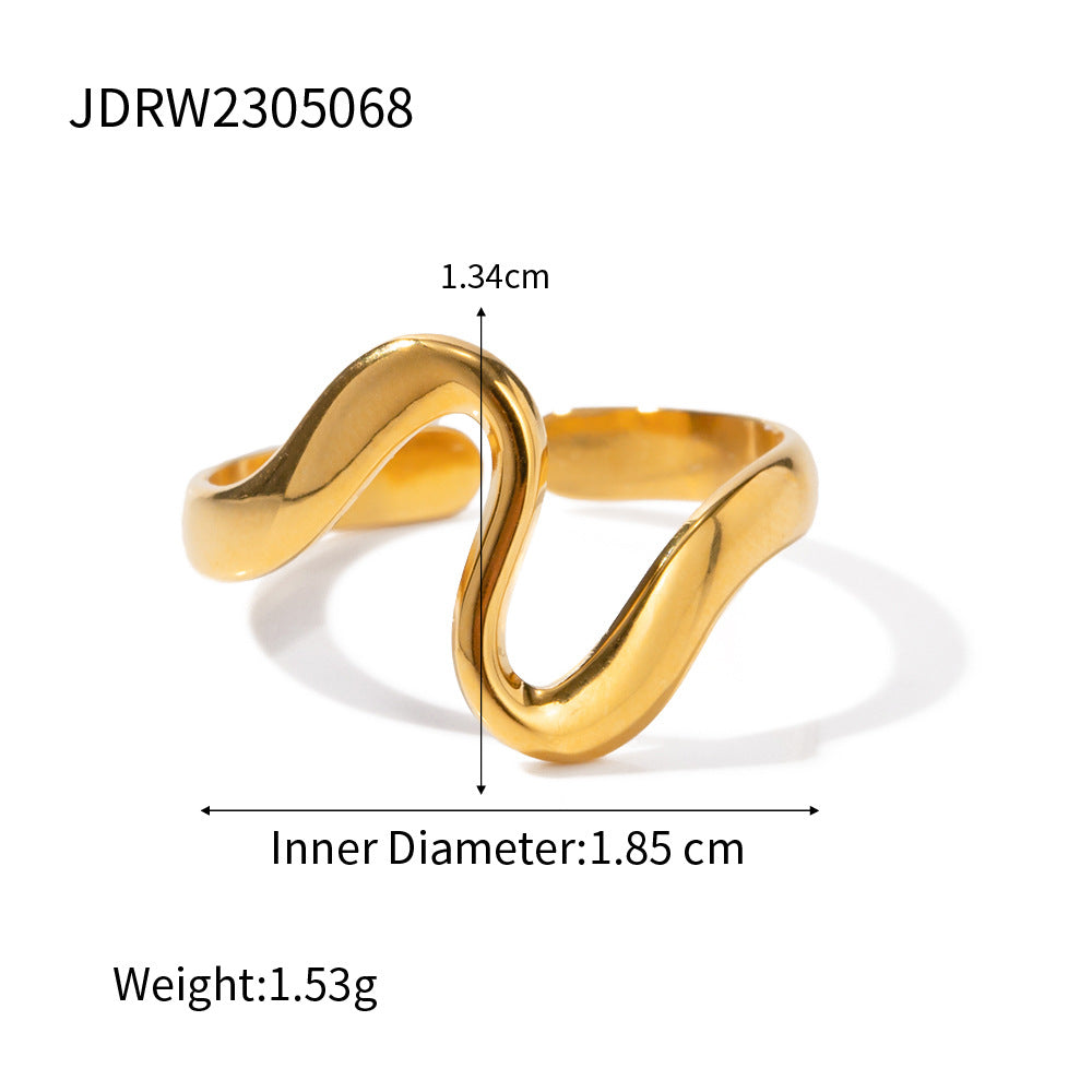 Geometric Gold Plated Stainless Steel Ring for Women