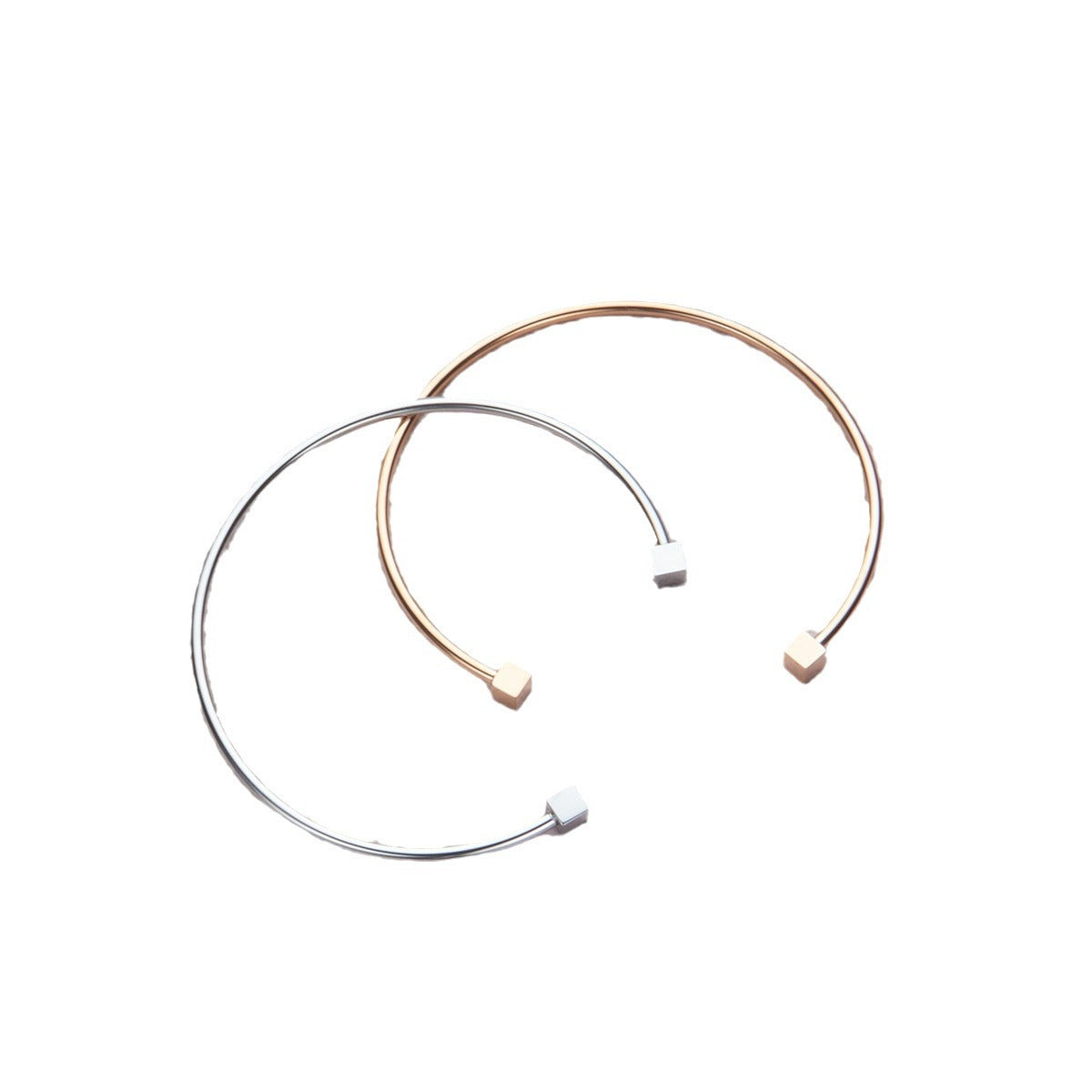 Minimalist Square Stainless Steel Bracelet for Women with Plated Finish