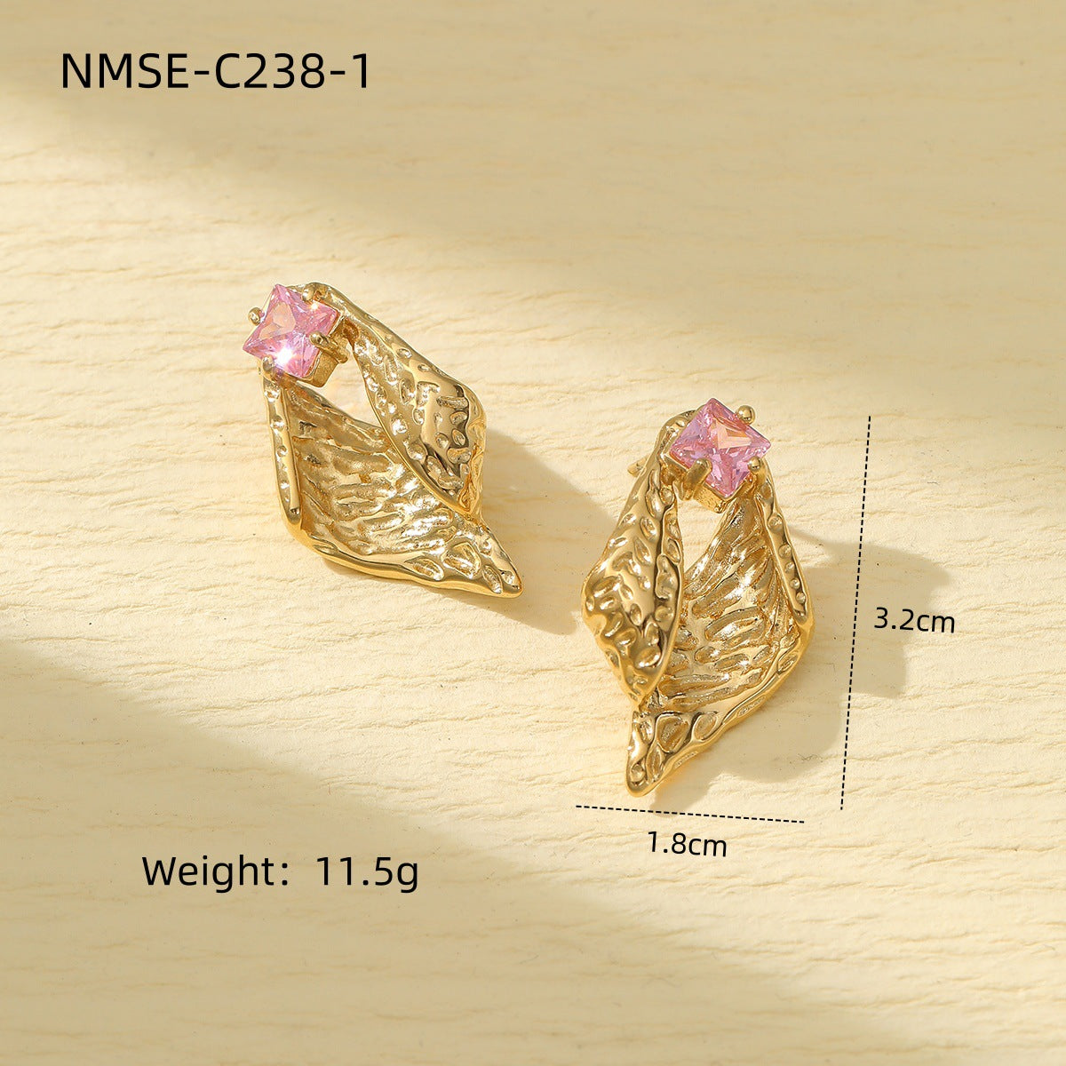 Pendientes vintage de acero titanio con forma de concha geométrica y circonitas incrustadas para mujer