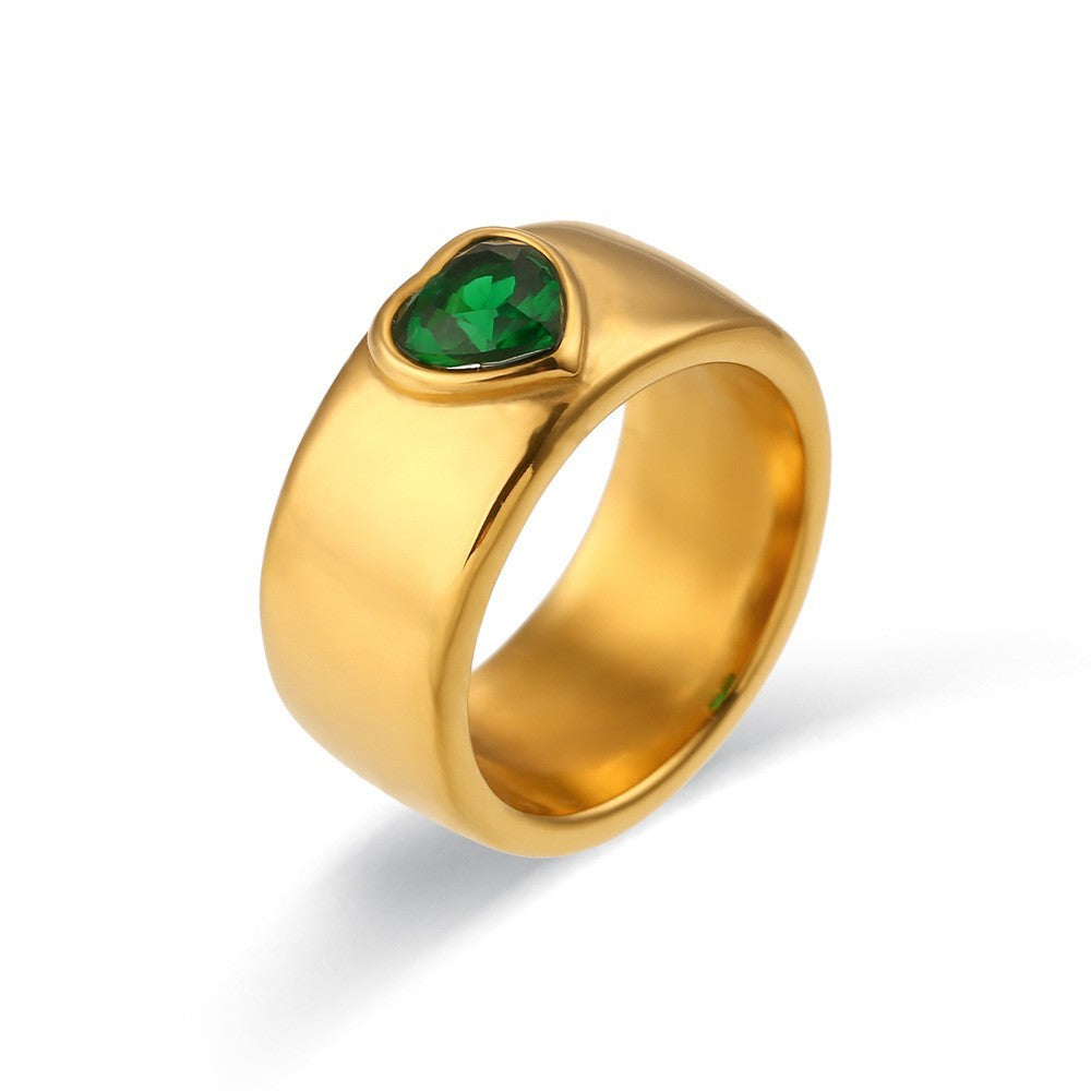 Anillo minimalista geométrico Y2K de acero inoxidable con chapado en oro de 18 quilates y acabado esmaltado para mujer