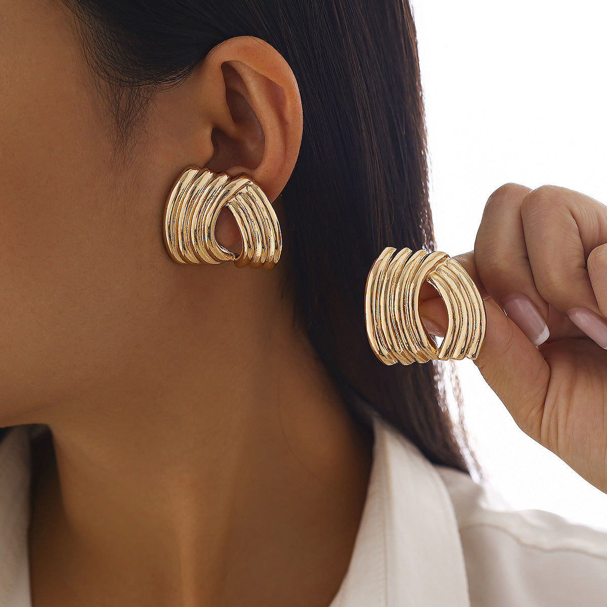 Minimalist Geometric Square Alloy Plated Earrings for Women