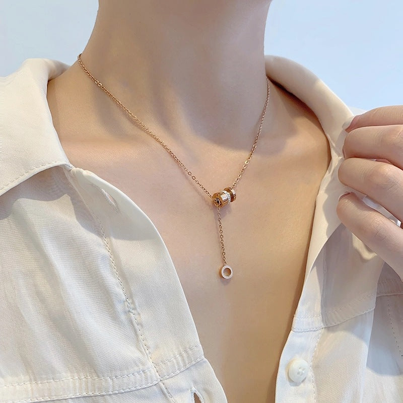 Minimalist Geometric Titanium Steel Pendant Necklace with Plated Finish for Women and Men