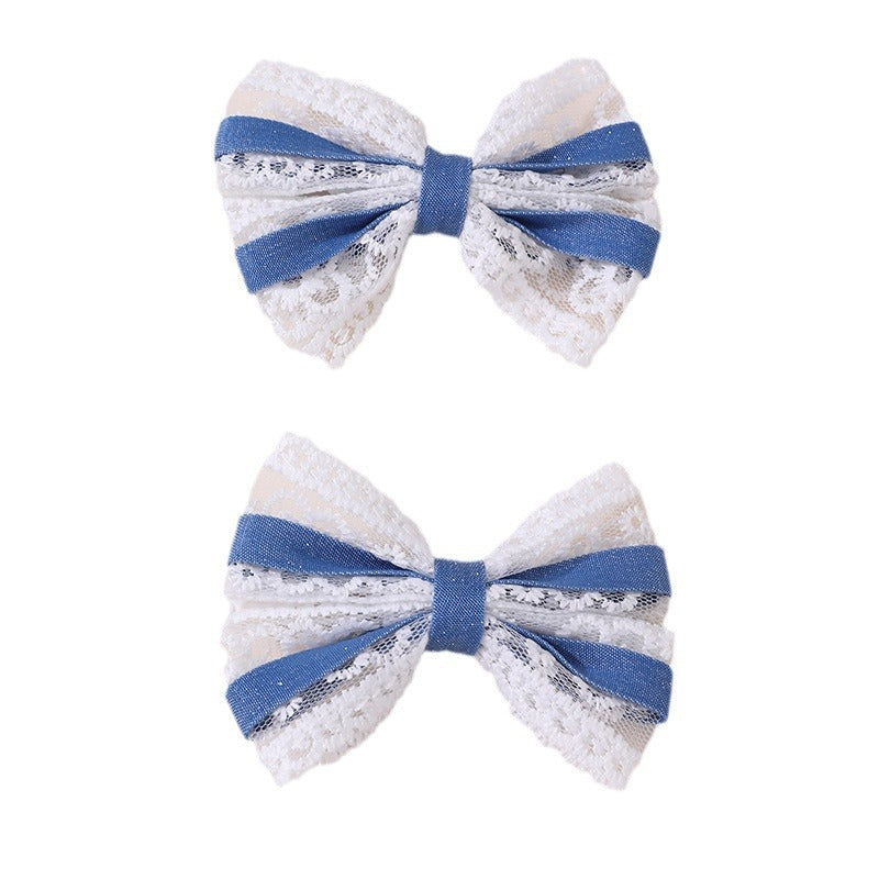 Fermaglio per Capelli a Fiocco Stile Naturale per Bambini in Tulle con Increspature e Texture a Rete
