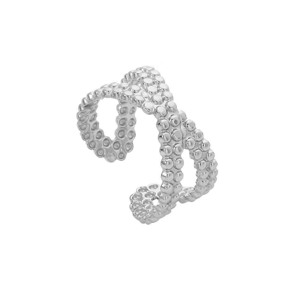 Geometric Heart Plated Titanium Steel Open Ring Unisex