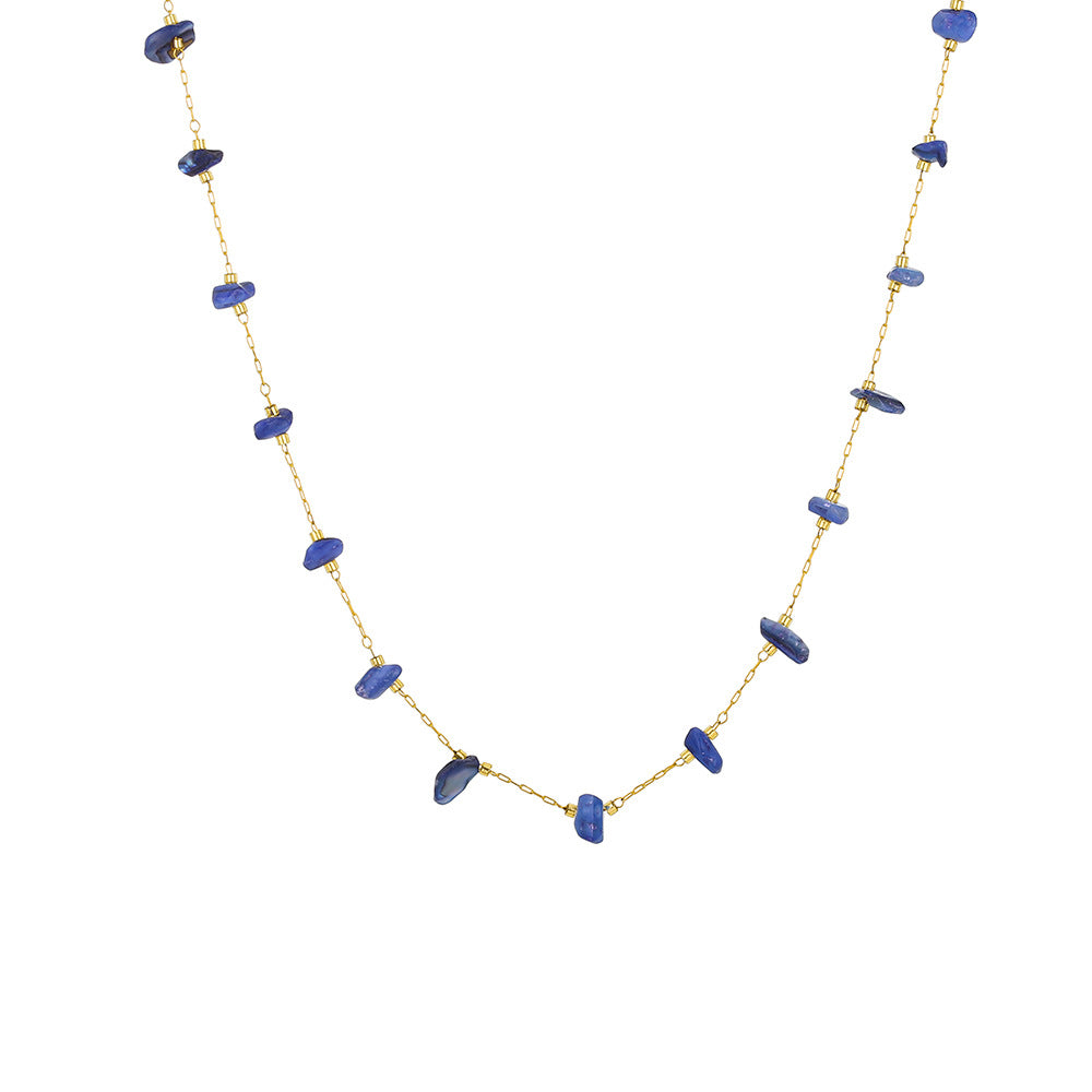 Elegante collana geometrica in acciaio al titanio con ciondolo in pietra naturale per uomo e donna, catena placcata per clavicola estiva